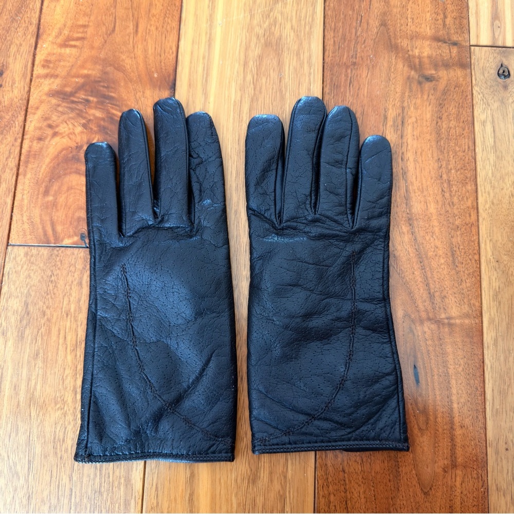 Women’s Brown Leather Gloves with cashmere lining Vintage